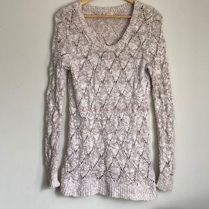 Tan Knit White Sweater